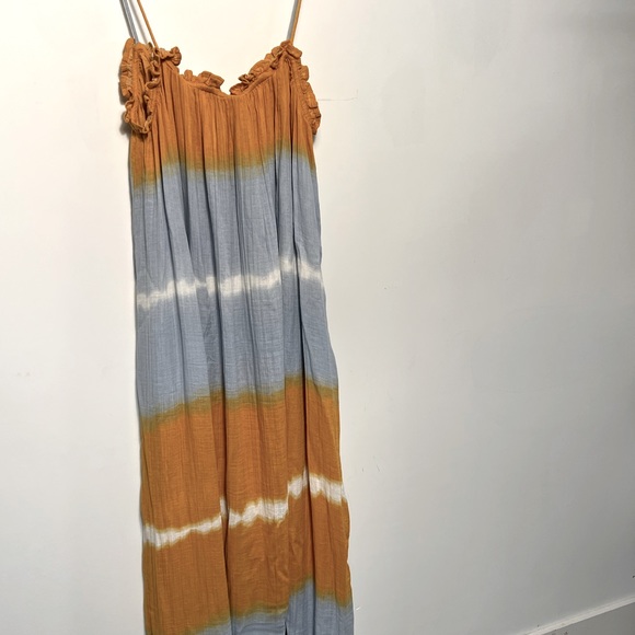 148. Zara orange blue tie dye maxi 100% cotton sz US M fits large - Picture 2 of 9